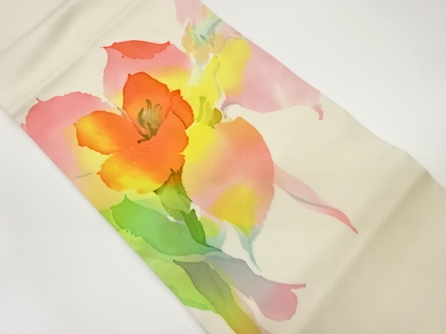 作家物　花模様名古屋帯